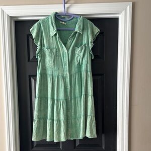 Green Button-Up Women's Dress